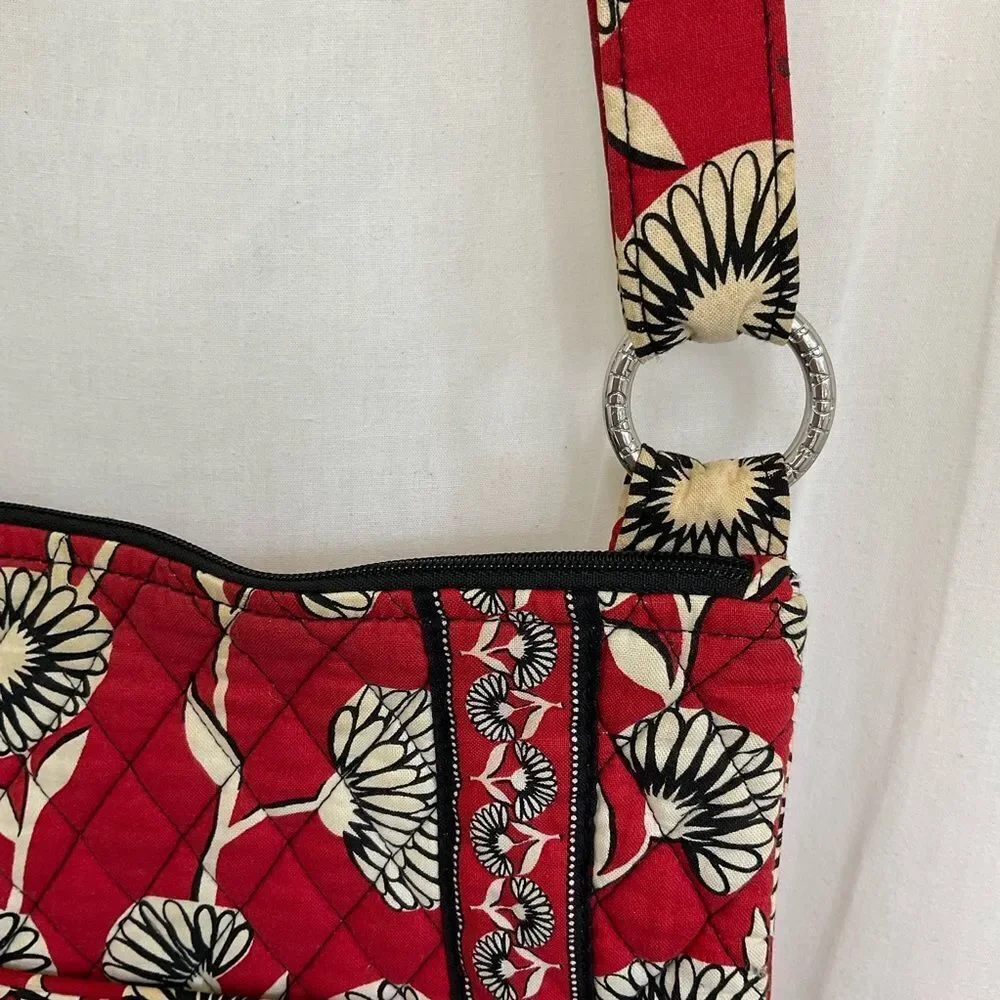 Vera Bradley Deco Daisy Hipster Boho Quilted Crossbody Shoulder Bag Red